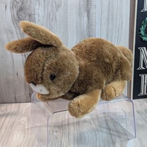 Easter Bunny Rabbit Stuffed Plush Realistic Brown Laying Down Vintage Animal